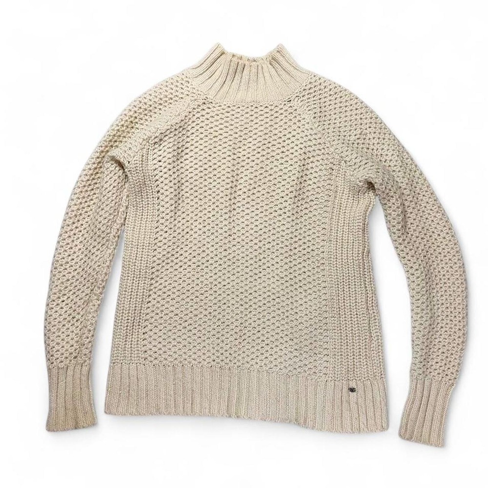 American Eagle Cottagecore Cream Honeycomb Cable Knit Mock Neck Sweater Small